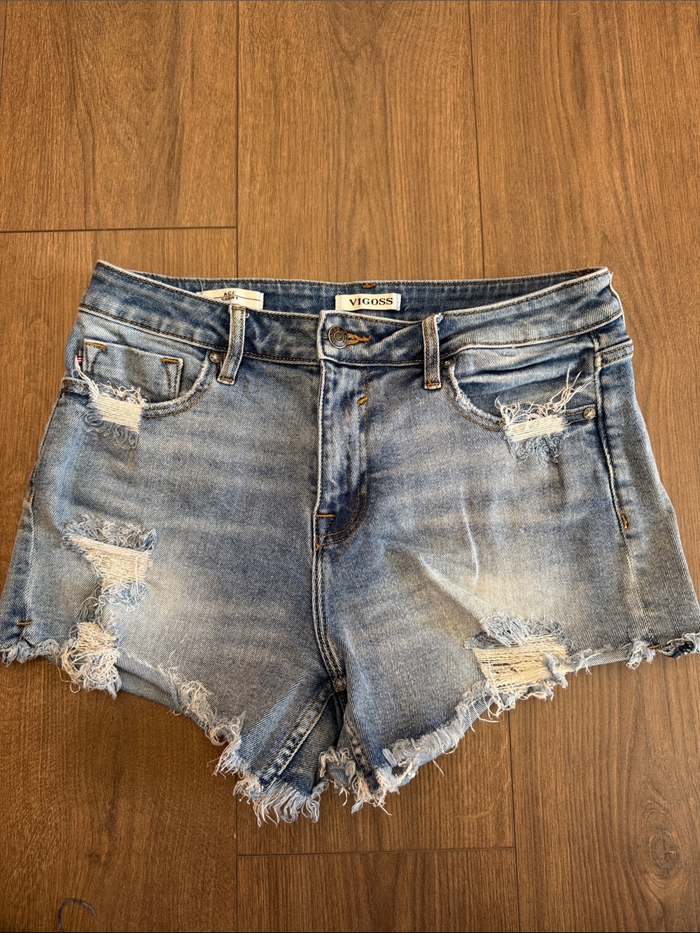 Vigoss Ace Shorts High Waisted Distressed Denim Shorts Size 28